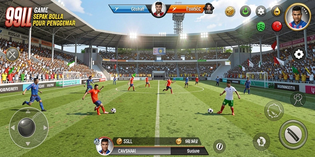 Gameplay seru dalam 99SLL dengan pertandingan sepak bola yang mendebarkan.