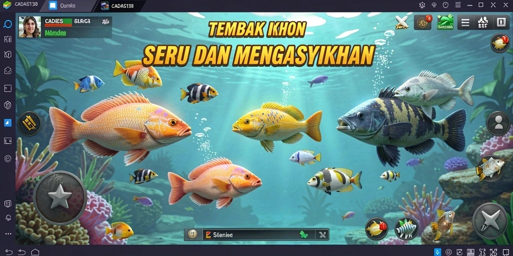 Tangkapan layar menunjukkan aksi seru dalam game Tembak Ikan.