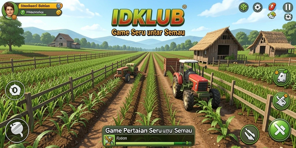 Screenshot gameplay IDKLUB menampilkan aktivitas berkebun yang seru.