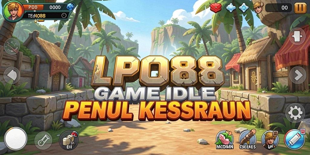 Gameplay LPO88 menampilkan karakter mengumpulkan sumber daya secara otomatis.