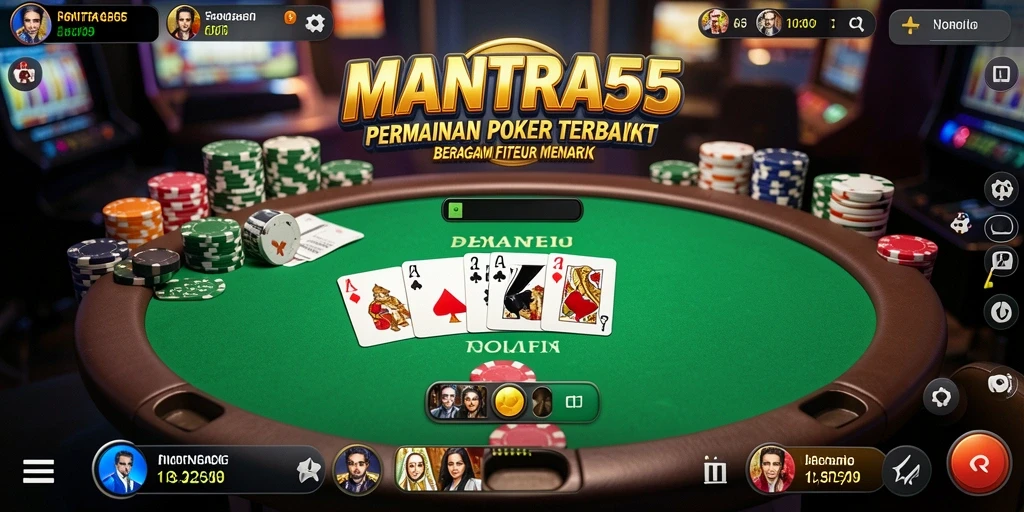 Tampilan gameplay menarik di MANTRA55 menunjukkan keseruan poker online.